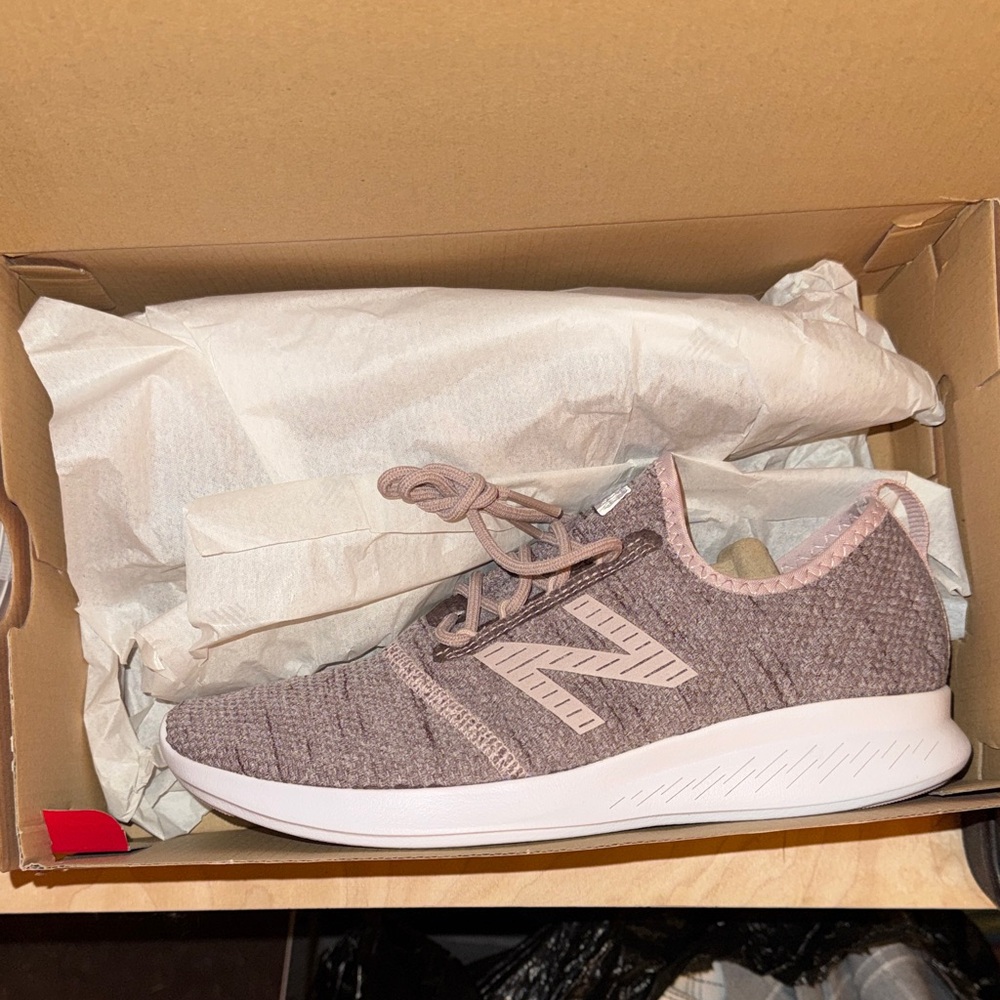 New Balance Blush and Light Gray Running Shoes